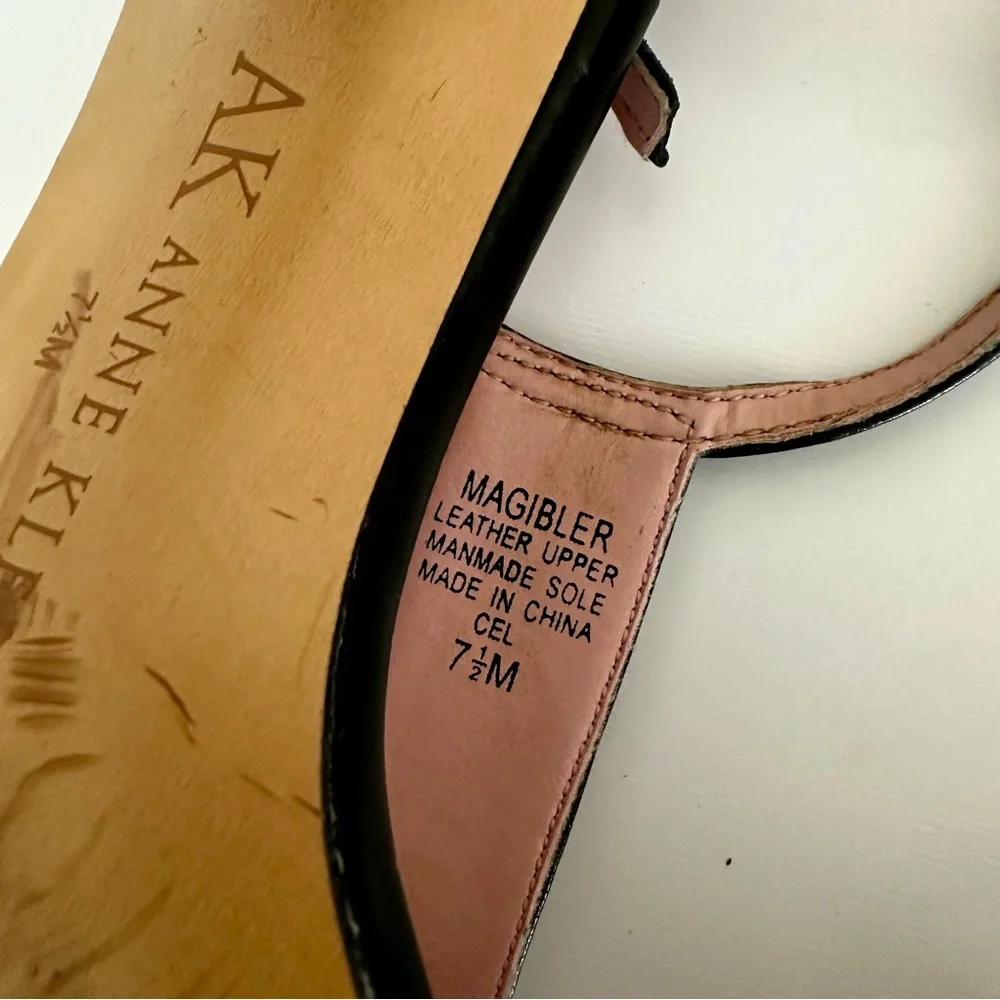 Anne Klein | Strappy Black Leather Dress Sandals Sz 7.5 - Picture 5 of 6